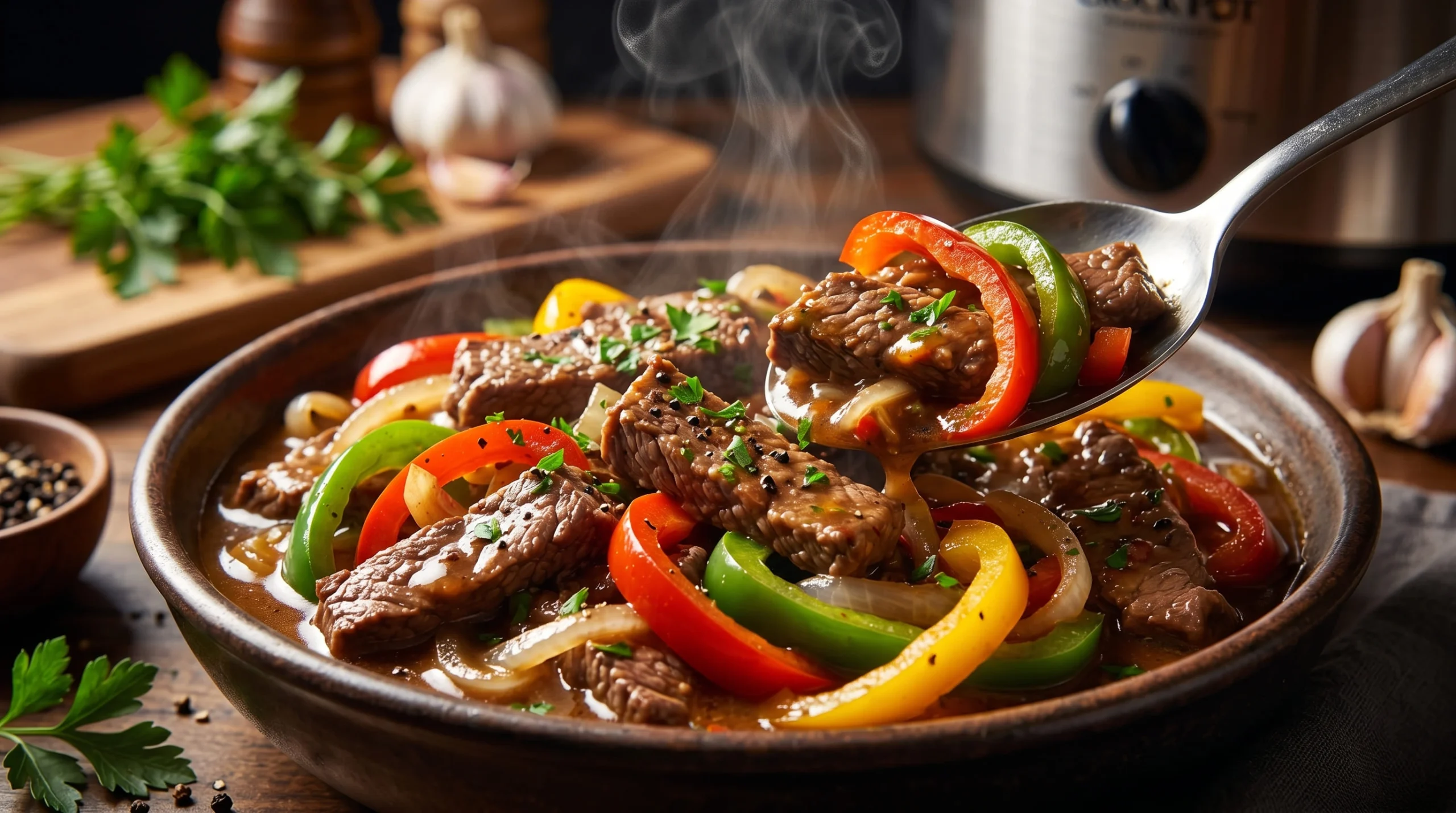 crock pot pepper steak